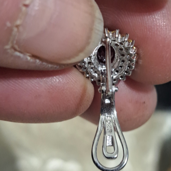 7x5mm Oval cut ruby w multicolored sapphire accent 925 w 14kwgp NWT - Picture 7 of 8